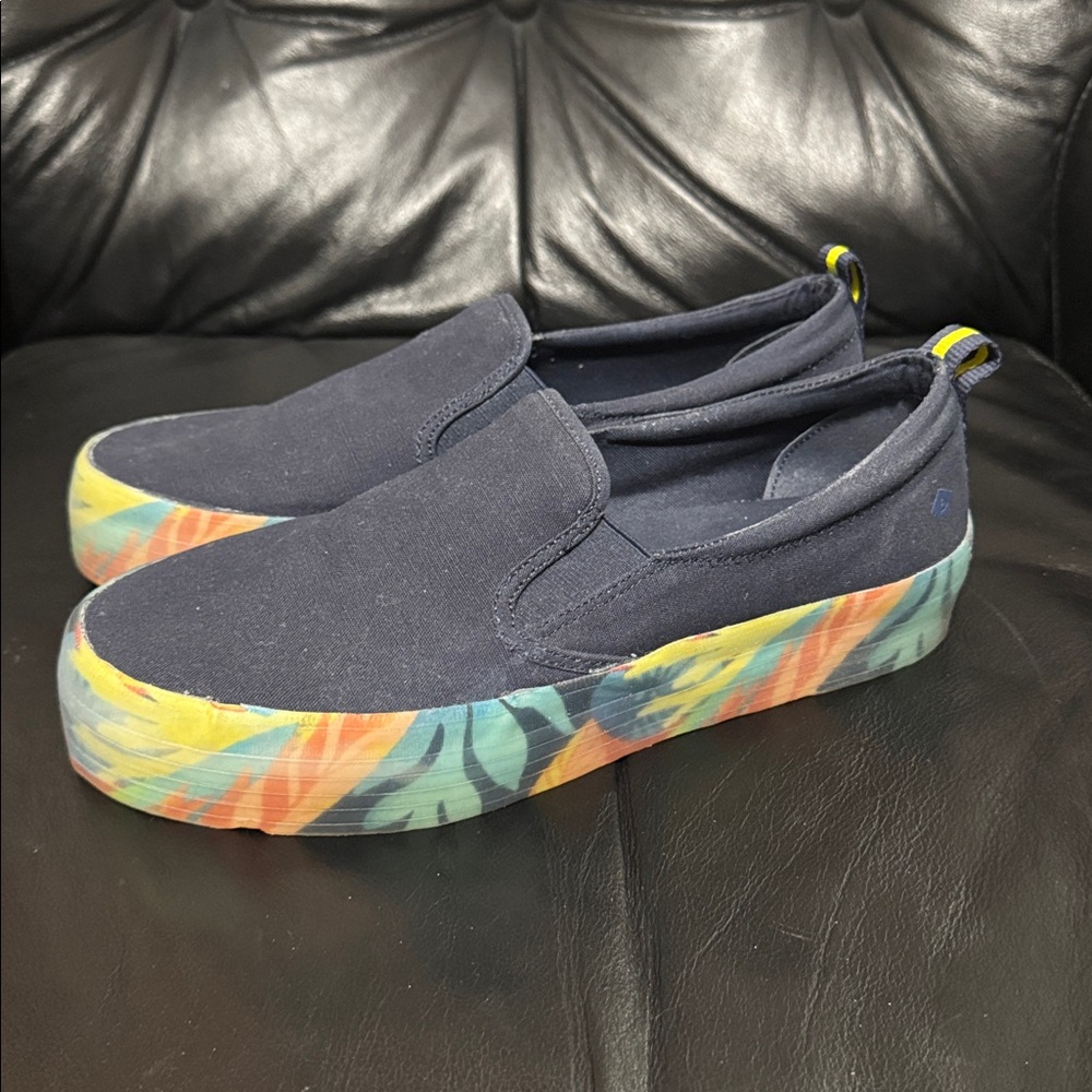 Sperry crest twin gore Slip-Ons womens sneakers multi color 9.5 Loafers Navy